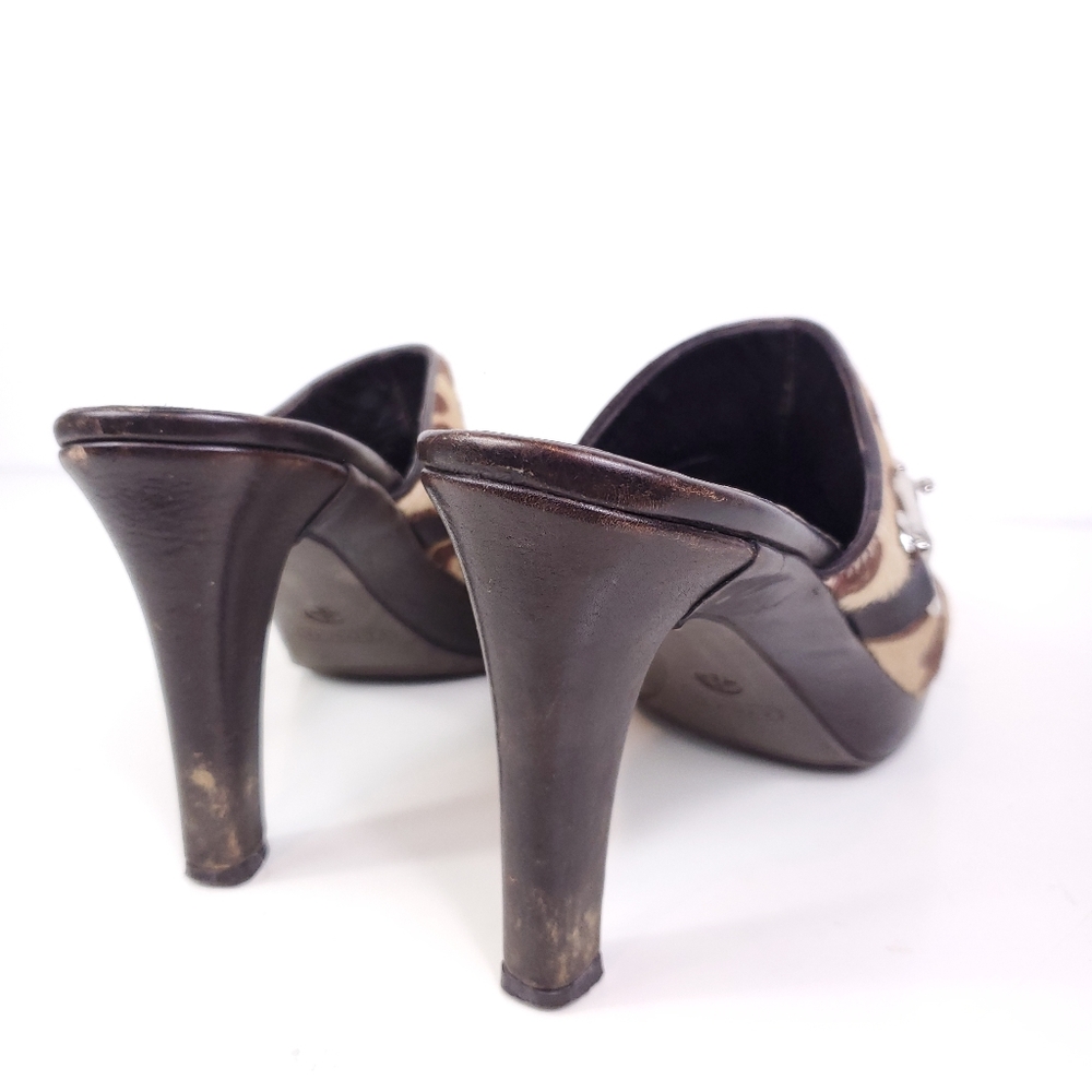 COACH Rana Studded Faux Fur Leopard Heeled Clog - Picture 7 of 8